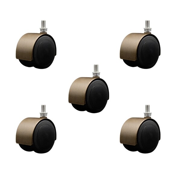 2-3/8'' Floor Safe Antique Hooded Twin Wheel Caster 3/8 Threaded Stem, 5PK